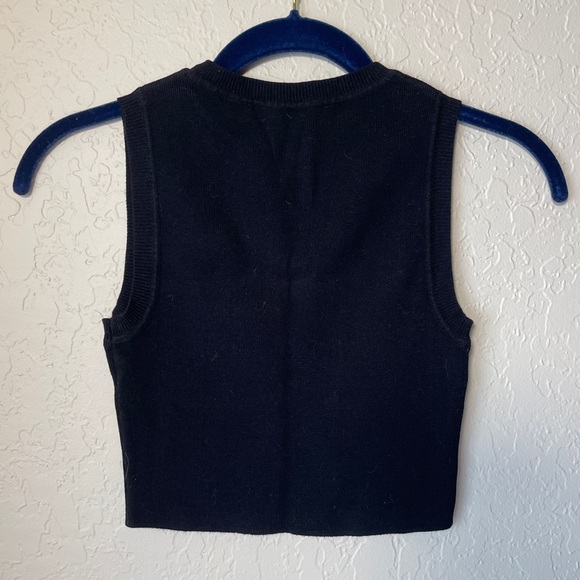 Zara Black Crop Sweater Tank Top - Picture 2 of 3